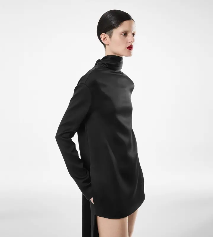 SHINY CREPE MOCK NECK COCKTAIL DRESS online